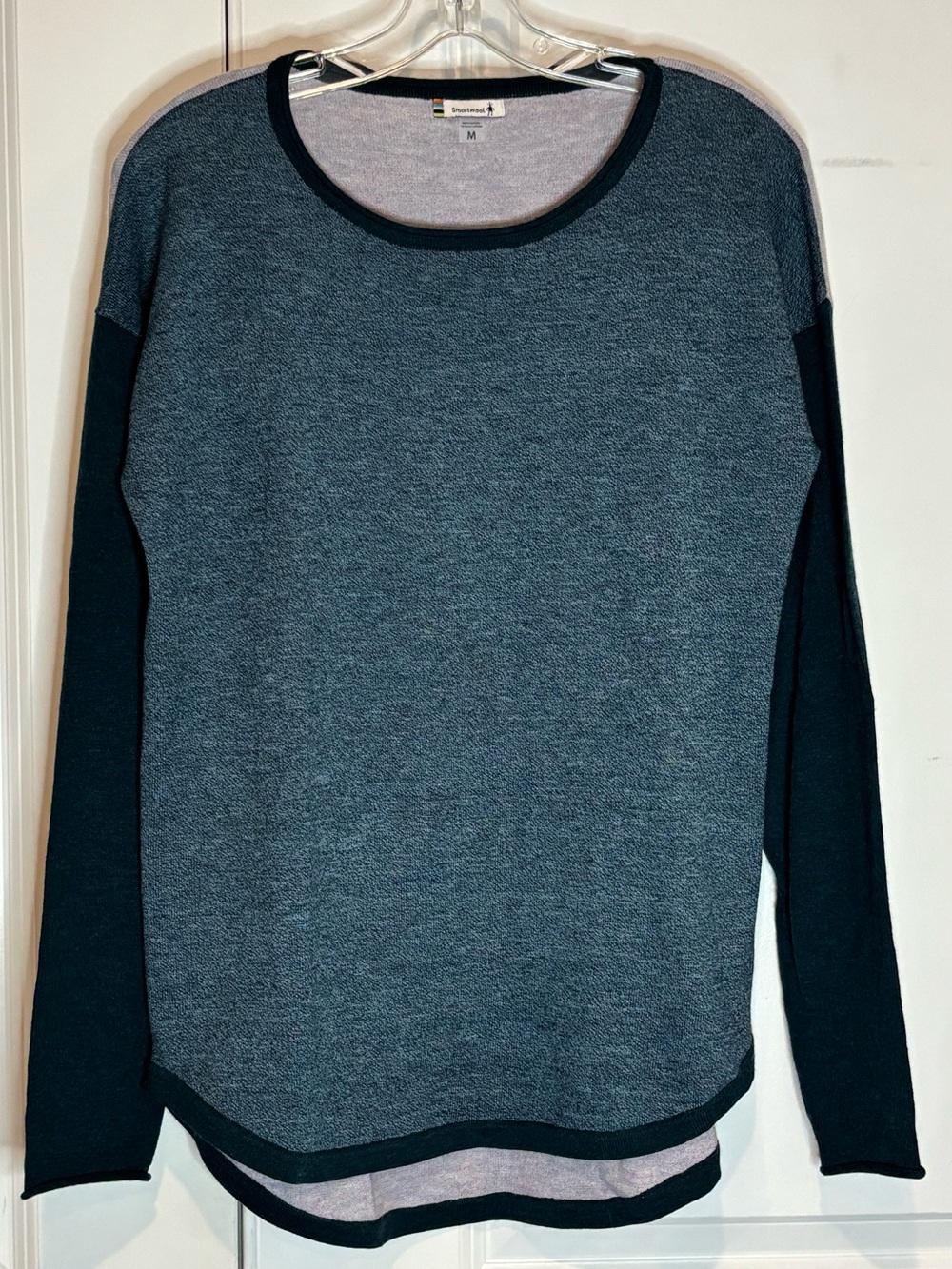 Smartwool Shadow Pine Colorblock Crew Sweater Green Gray M